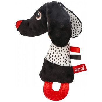 Squezze Jami dog with teether White and Black