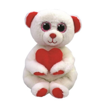 Mascot Ty Bear with heart Desi 15 cm white