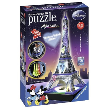 3D Puzzle Buildings at Night Eiffel Tower Disney