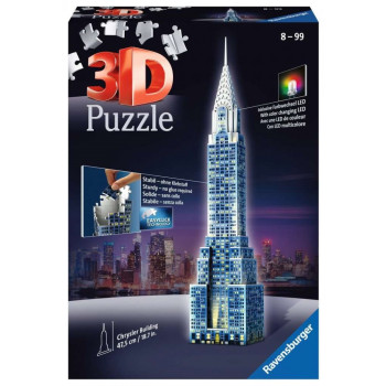 3D Puzzle Buildings at Night Chrystler Skyscraper