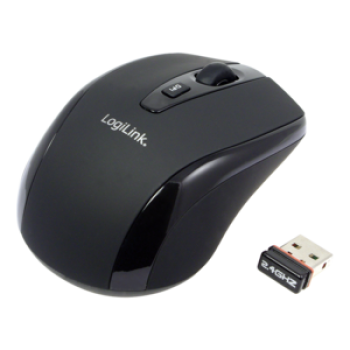 Logilink Maus optisch Funk 2.4 GHz wireless, Black, 2.4GH wireless mini mouse with autolink