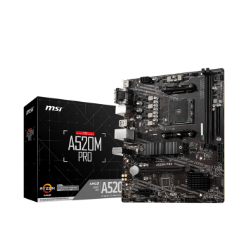 MSI A520M PRO Processor family AMD Processor socket AM4 DDR4 Memory slots 2 Chipset AMD A Micro ATX