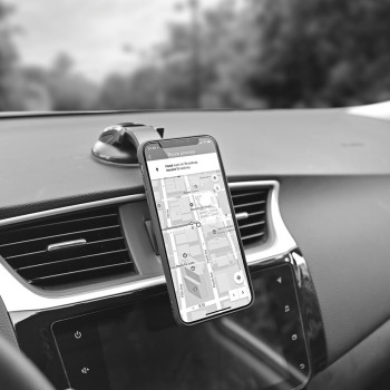 ColorWay Magnetic Car Holder For Smartphone Dashboard-2 Magnetic Gray Panel or windshield mounting using a suction cup with a gel adhesive base. Fixing the smartphone with a plate that is glued to the case or to the back panel. Compact design, does not ta