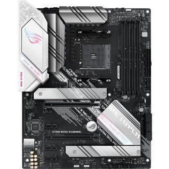 Asus ROG STRIX B550-A GAMING Processor family AMD Processor socket AM4 DDR4 DIMM Memory slots 4 Supported hard disk drive interfaces 	SATA, M.2 Number of SATA connectors 6 Chipset AMD B550 ATX