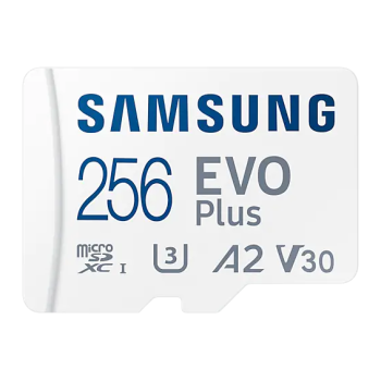 Samsung microSD Card EVO PLUS 256 GB, MicroSDXC, Flash memory class 10, SD adapter