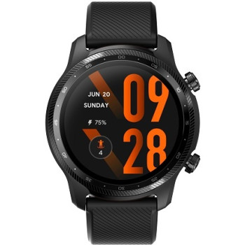 TicWatch Pro 3 Ultra GPS 3.56 cm (1.4"), Smart watch, NFC, GPS (satellite), AMOLED + FSTN, Heart rate monitor, Bluetooth, 1 GB, 8 GB, Android, iOS, Wi-Fi, Snapdragon Wear 4100, Shadow Black, 22 mm