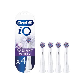 Oral-B | Toothbrush replacement | iO Radiant White | Heads | For adults | Number of brush heads included 4 | Number of teeth brushing modes Does not apply | White