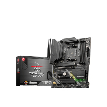 MSI MAG B550 TOMAHAWK MAX WIFI Processor family AMD, Processor socket AM4, DDR4 DIMM, Memory slots 4, Supported hard disk drive interfaces 	SATA, M.2, Number of SATA connectors 6, Chipset AMD B550, ATX