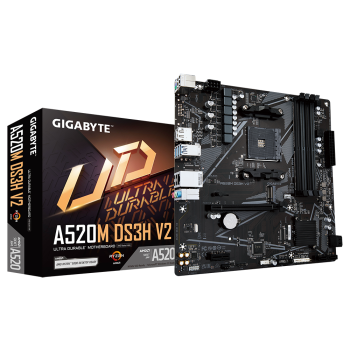 Gigabyte A520M DS3H V2 Processor family AMD Processor socket AM4 DDR4 DIMM Memory slots 2 Number of SATA connectors 4 Chipset AMD A520 Micro ATX