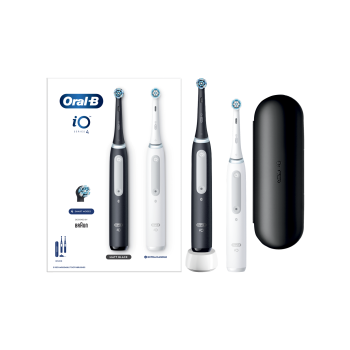 Oral-B | Electric Toothbrush Duo pack | iO4 Series | Rechargeable | For adults | Number of brush heads included 2 | Number of teeth brushing modes 4 | Black/White