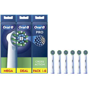 Oral-B | Replaceable toothbrush heads | EB50RX-6 Cross Action Pro | Heads | For adults | Number of brush heads included 6 | White