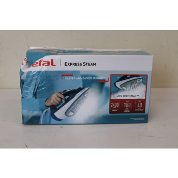 SALE OUT. TEFAL FV2838E0 Steam Iron, Water Tank 0.27 L, Countinuous Steam 40 g/min, Blue/White | FV2838E0 | Steam Iron | 2400 W | Water tank capacity 270 ml | Continuous steam 40 g/min | Blue/White | DAMAGED PACKAGING, BROKEN CORPUS ON SIDE