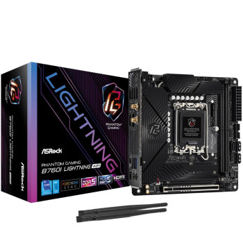 Mainboard ASROCK Intel B760 Express LGA1700 Mini-ITX Memory DDR5 Memory slots 2 1xPCI-Express 5.0 16x 3xM.2 1xHDMI 1xDisplayPort 5xUSB 3.2 1xUSB-C 1xOptical S/PDIF 1xRJ45 2xAudio port B760ILIGHTNINGWIFI