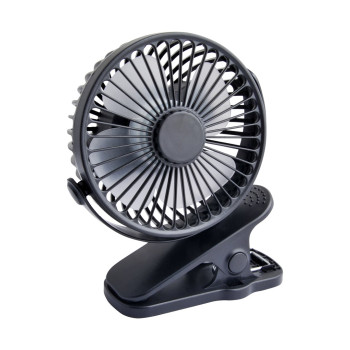 Desk fan with clip 10cm USB+battery black