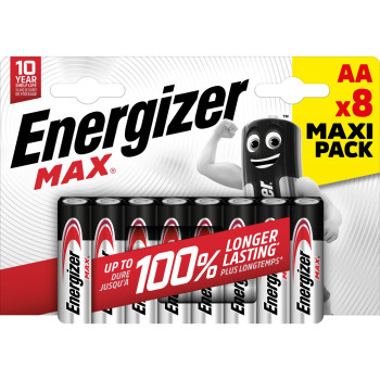 ENERGIZER BATTERIES ALKALINE MAX AA LR6, 8 PIECES, ECO PACKAGING
