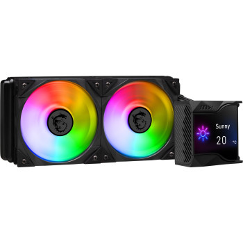 MSI MPG CORELIQUID D240 Liquid CPU Cooler '240mm Radiator, 2.4'' LCD display with fan, 3x 120mm ARGB PWM Fan, Center, Supports Intel and AMD Platforms, Cooled by ASETEK'