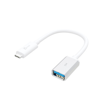 Adapter j5create USB-C 3.1 to Type-A Adapter (USB-C m - USB3.1 f 10cm; colour white) JUCX05-N