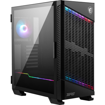 MSI MPG VELOX 100P AIRFLOW Mid Tower Gaming Computer Case 'Black, 3x 120mm Fan + 1x 120mm ARGB Fan, ARGB light strip, USB Type-C, 1x Tempered Glass, Center, E-ATX, ATX, mATX, mini-ITX'