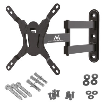 Maclean MC-418 TV Monitor Full Motion Wall Mount 23"-43" 30kg max VESA 200x200 Black Tilting Rotating Adjustable Wall Distance Holder Bracket Sturdy Powder Coating