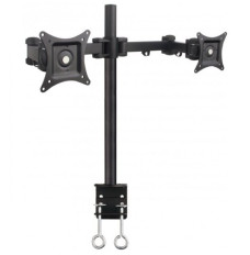 Double twin desk LED L D monitor arm 13-27 inch Black
