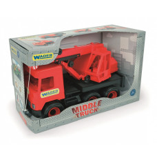 Middle Truck Crane red in box 38 cm