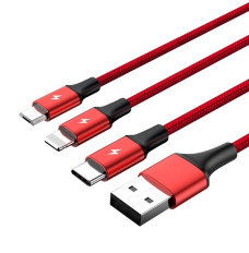Charging cable 3-in-1 USB - USB-C microUSB/ Lightning, 1,2m; C4049RD