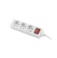 Power strip 3m, white, 3 sockets, with switch, cable made of solid copper