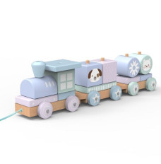 iWood Wooden Blocks Thre e Section Pull Train