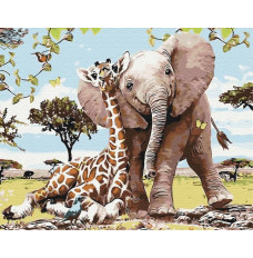 Picture Paint it! Painting by numbers Safari friends