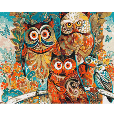 Picture Paint it! Painting by numbers Owls