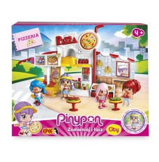 Figures set with doll Pinypon City Pizzeria 