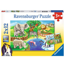 Puzzle 2x12 pcs Animals in Zoo
