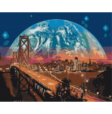 Picture Paint it! Paint by numbers - Moon over San Francisco
