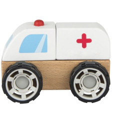 Wooden blocks Ambulance car