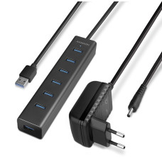 Charging Hub HUE-SA7BP 7x USB 3.2 Gen 1 ALU Incl. AC Adapter, Black