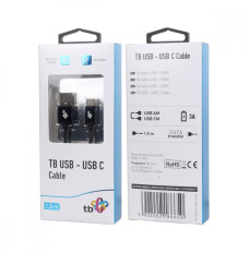 Cable USB - USB C 1.5 m black tape premium