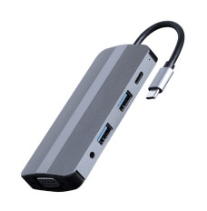 Adapter USB-C 8in1, HDMI, USB-C, PD, VGA, USB 3.1, 2.0, audio, card reader