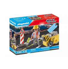 71185 Construction worker with edge cutter