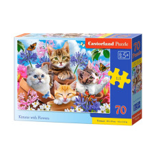 Puzzle 70 elements Kittens in Flowers