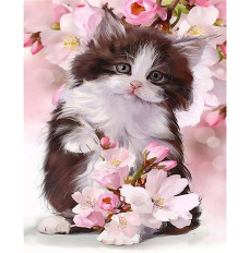 Diamond mosaic - Kitten in flowers