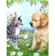 Diamond mosaic - Kitten and dog