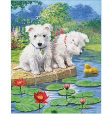 Diamond mosaic - Dogs by the pond