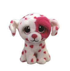 Mascot Ty Dog with in hearts Beau 15 cm white