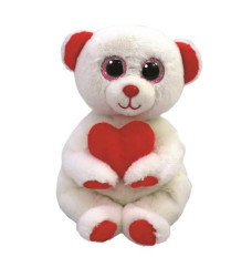 Mascot Ty Bear with heart Desi 15 cm white