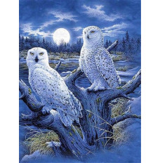 Diamond mosaic - White owls