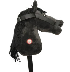 Black horse head on a stick with sound