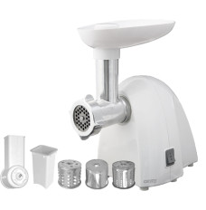 Meat mincer Camry CR 4802 White, 600-1500 W, Number of speeds 1, Middle size sieve, mince sieve, poppy sieve, plunger, sausage filler, vegatable attachment.