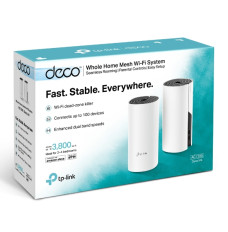 TP-LINK Whole Home Mesh WiFi System Deco M4 (2-Pack) 802.11ac, 300+867 Mbit/s, 10/100/1000 Mbit/s, Ethernet LAN (RJ-45) ports 2, MU-MiMO Yes, Antenna type 2xInternal