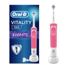Oral-B Electric Toothbrush D100.413.1 Vitality Pink 3DW Rechargeable, For adults, Number of brush heads included 1, Number of teeth brushing modes 1, White/Pink