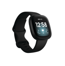 Fitbit Versa 3 Smart watch, GPS (satellite), AMOLED, Touchscreen, Heart rate monitor, Activity monitoring 24/7, Waterproof, Bluetooth, Wi-Fi, Black/Black Aluminum